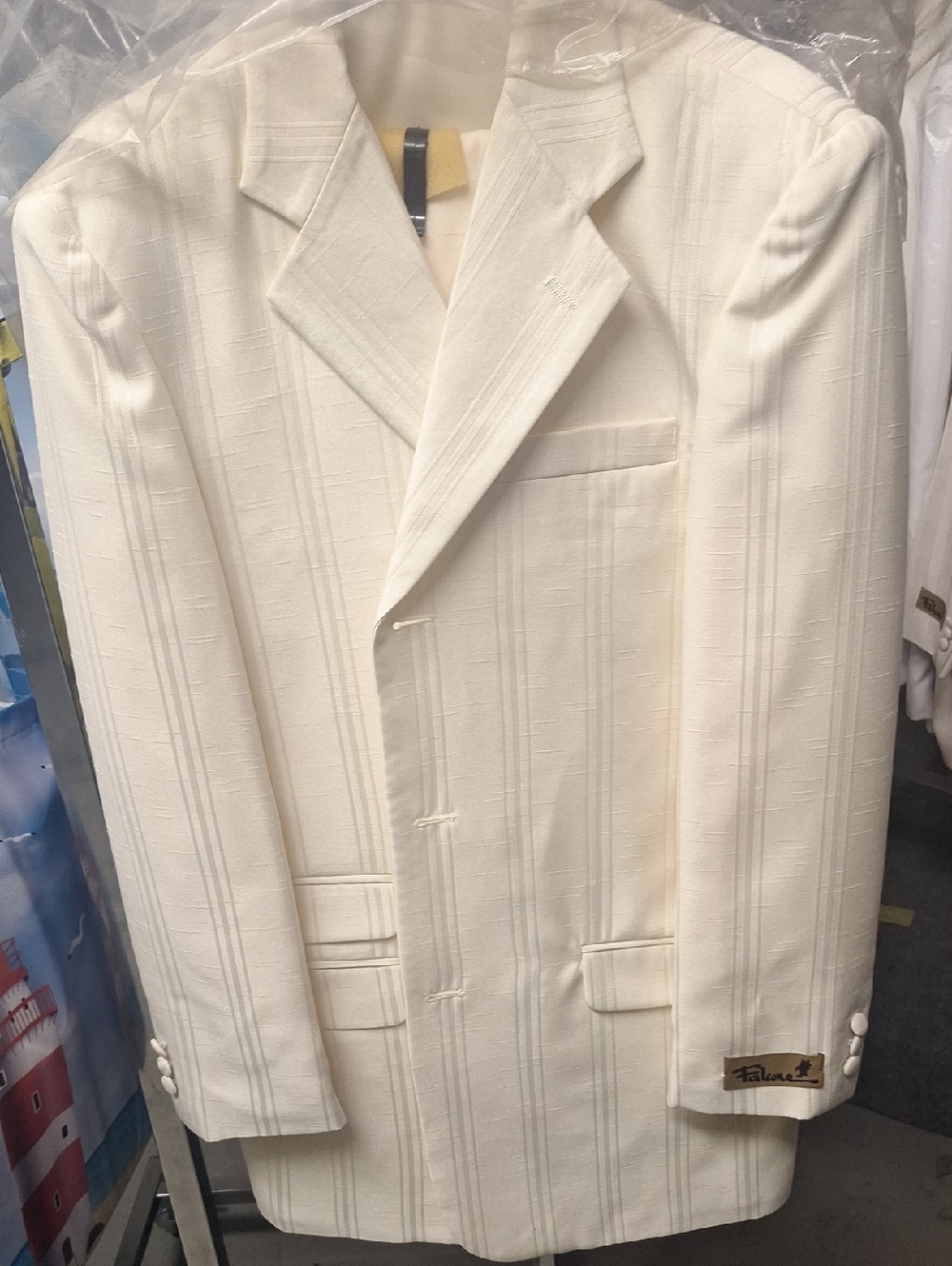 Boys Cream Textured Blazer Pants Vest